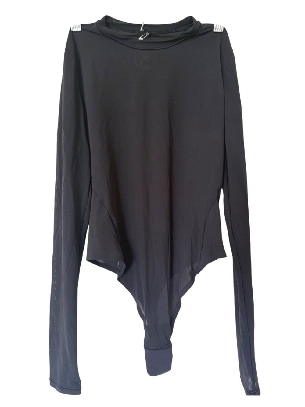 Lululemon Black Nulu Mesh Crew Neck Bodysuit Women’s Size M